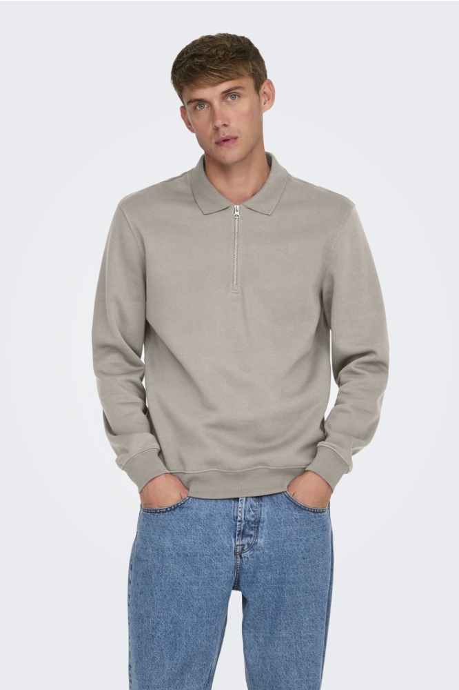 ONSABBOTT REG LS POLO 22030633 SILVER LINING